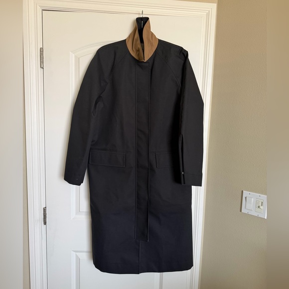 COS Two-Tone Trench Coat in Black and Brown - Picture 2 of 6